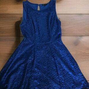 City Triangles Blue Fit and Flare Halter Dress